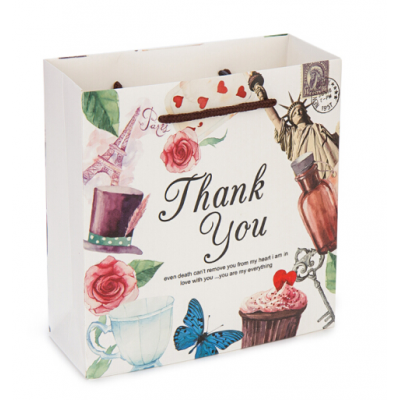 Fashion Thanksgiving Day Thank You Paper Bag with Handle cheap paperbag